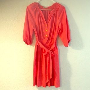 Salmon Colored Tie Waist Dress - Size 4